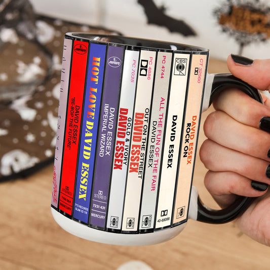 David Essex Albums Cassette Collection Retro Accent Edge-to-Edge Printed Mug