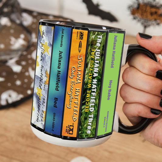 Juliana Hatfield Albums Cassette Collection Retro Accent Edge-to-Edge Printed Mug