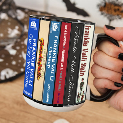 Frankie Valli Albums Cassette Collection Retro Accent Edge-to-Edge Printed Mug