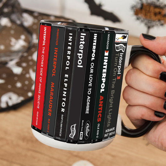 Interpol Albums Cassette Collection Retro Accent Edge-to-Edge Printed Mug