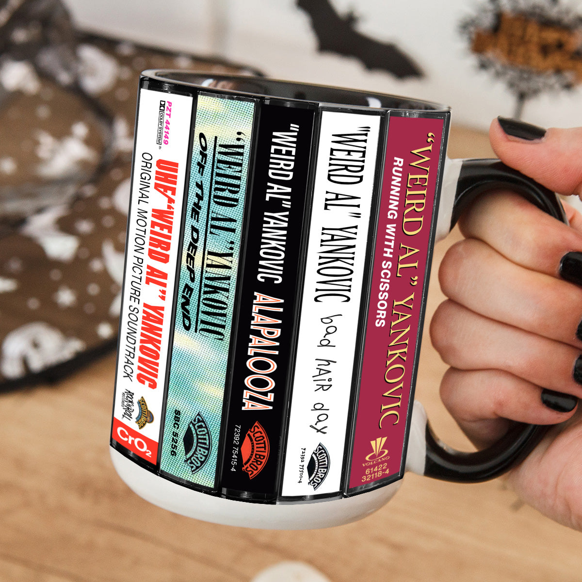 Weird AI Albums Cassette Collection Retro Accent Edge-to-Edge Printed Mug