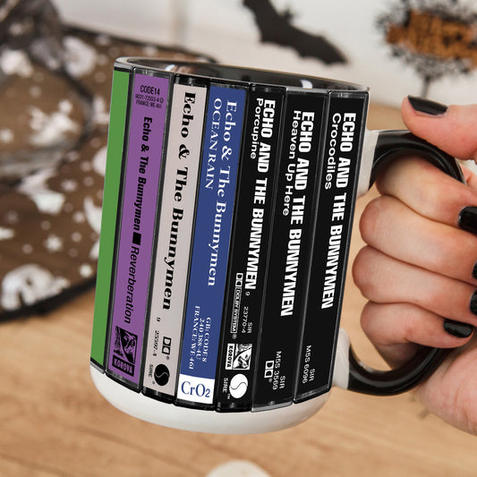Echo & The Bunnymen Albums Cassette Collection Retro Accent Edge-to-Edge Printed Mug