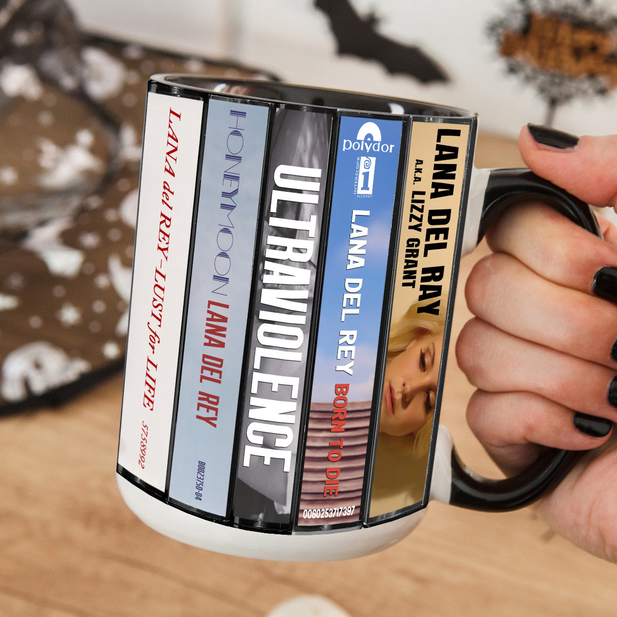 Lana Del Rey Albums Cassette Collection Retro Accent Edge-to-Edge Printed Mug