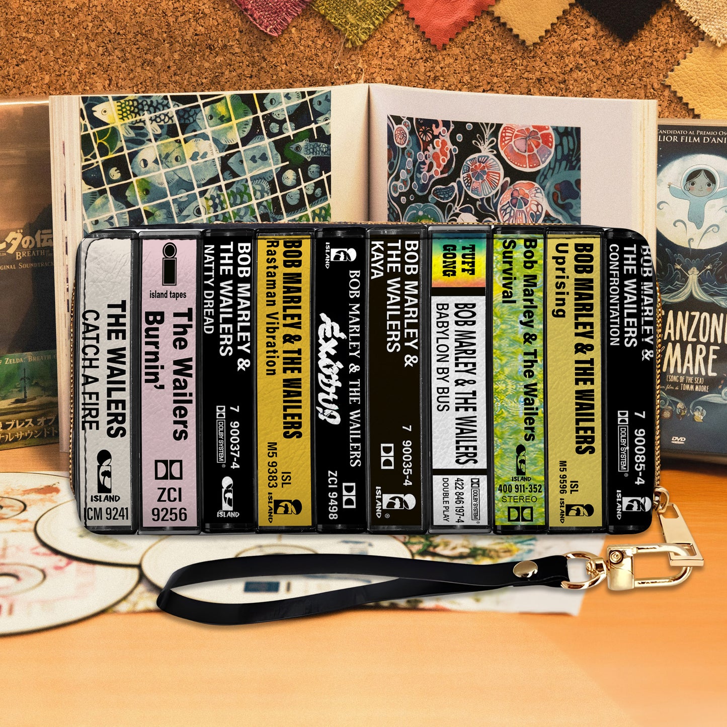 Bob Marley Albums Cassette Vintage Leather Long Wallet