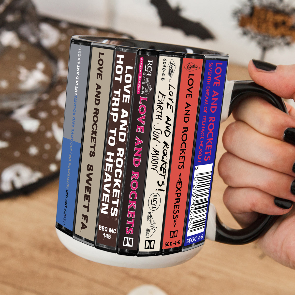 Love and Rockets Albums Cassette Collection Retro Accent Edge-to-Edge Printed Mug