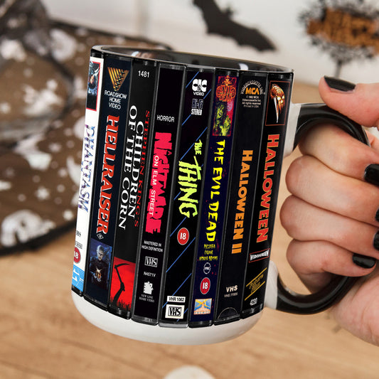 VHS Horror Movies Collection Retro Accent Edge-to-Edge Printed Mug