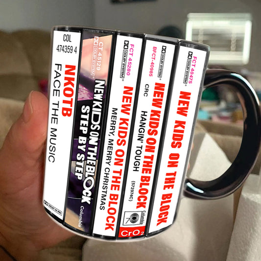 New Kids on the Block Albums Cassette Collection Retro Accent Mug