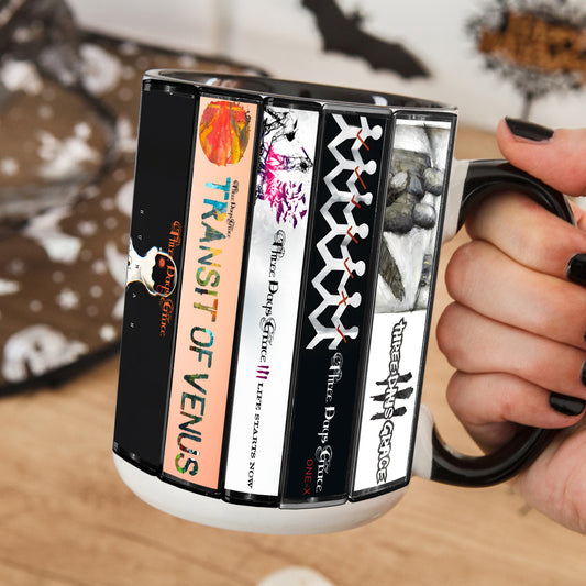 Three Days Grace Albums Cassette Collection Retro Accent Mug