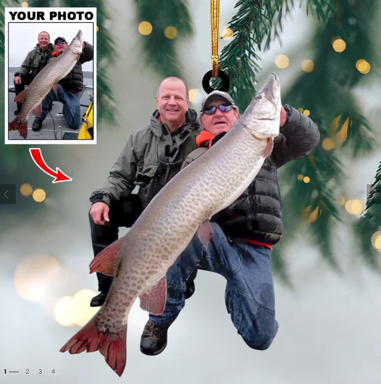 Custom Photo Cut-Out Acrylic Christmas Ornament - Fishing Lover Gift