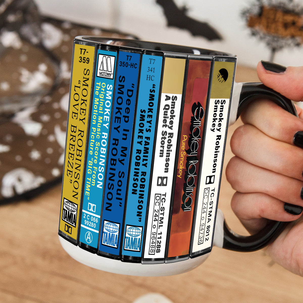 Smokey Robinson Albums Cassette Collection Retro Accent Mug