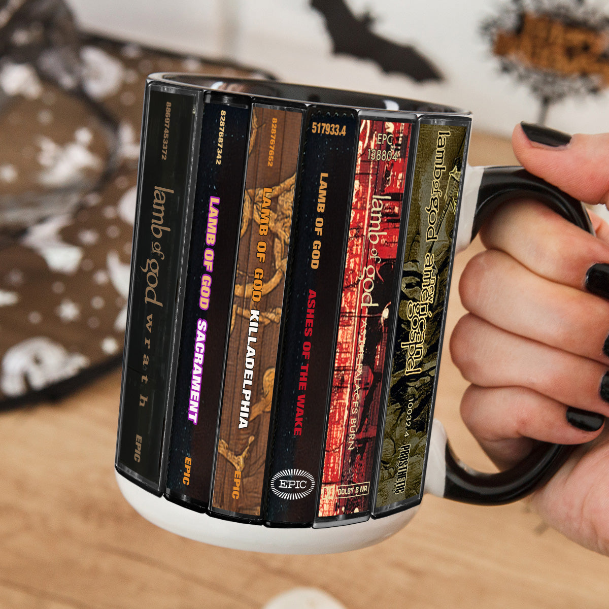 Lamb of God Albums Cassette Collection Retro Accent Edge-to-Edge Printed Mug