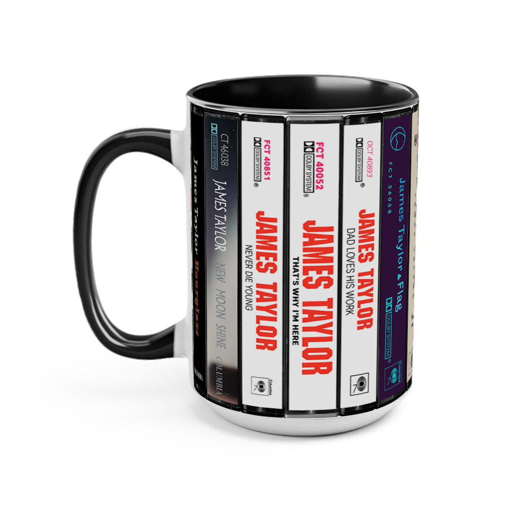 James Taylor Albums Cassette Collection Retro Accent Edge-to-Edge Printed Mug