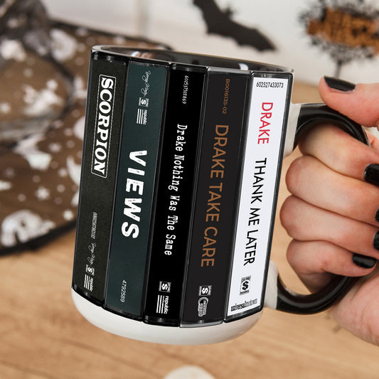 Drake Albums Cassette Collection Retro Accent Edge-to-Edge Printed Mug