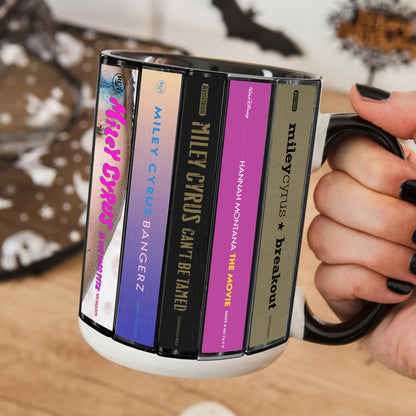 Miley Cyrus Albums Cassette Collection Retro Accent Edge-to-Edge Printed Mug