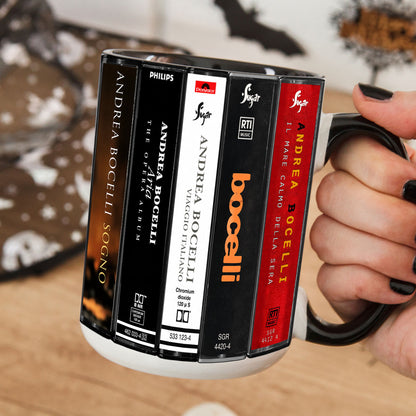 Andrea Bocelli Albums Cassette Collection Retro Accent Mug