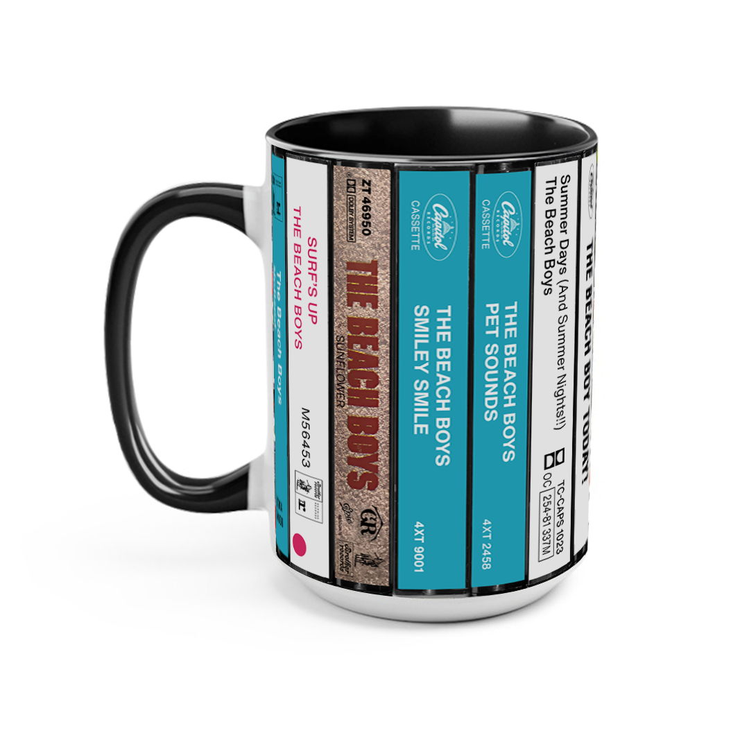 The Beach Boys Albums Cassette Collection Retro Accent Edge-to-Edge Printed Mug