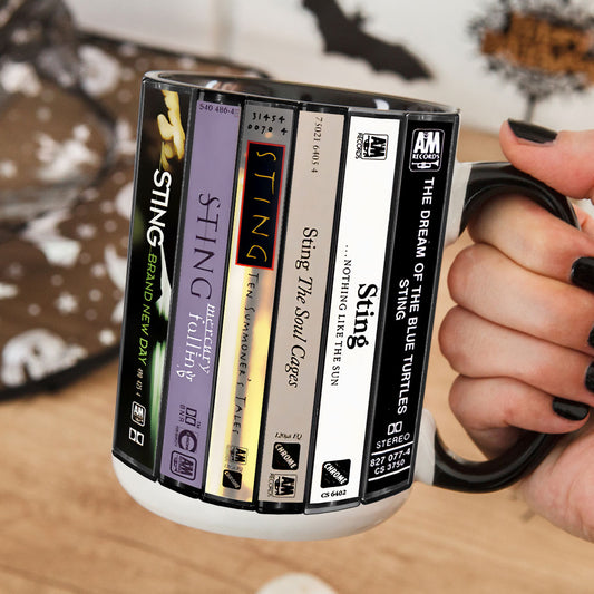 Sting Albums Cassette Collection Retro Accent Edge-to-Edge Printed Mug