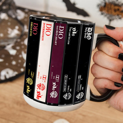 Dio Albums Cassette Collection Retro Accent Edge-to-Edge Printed Mug