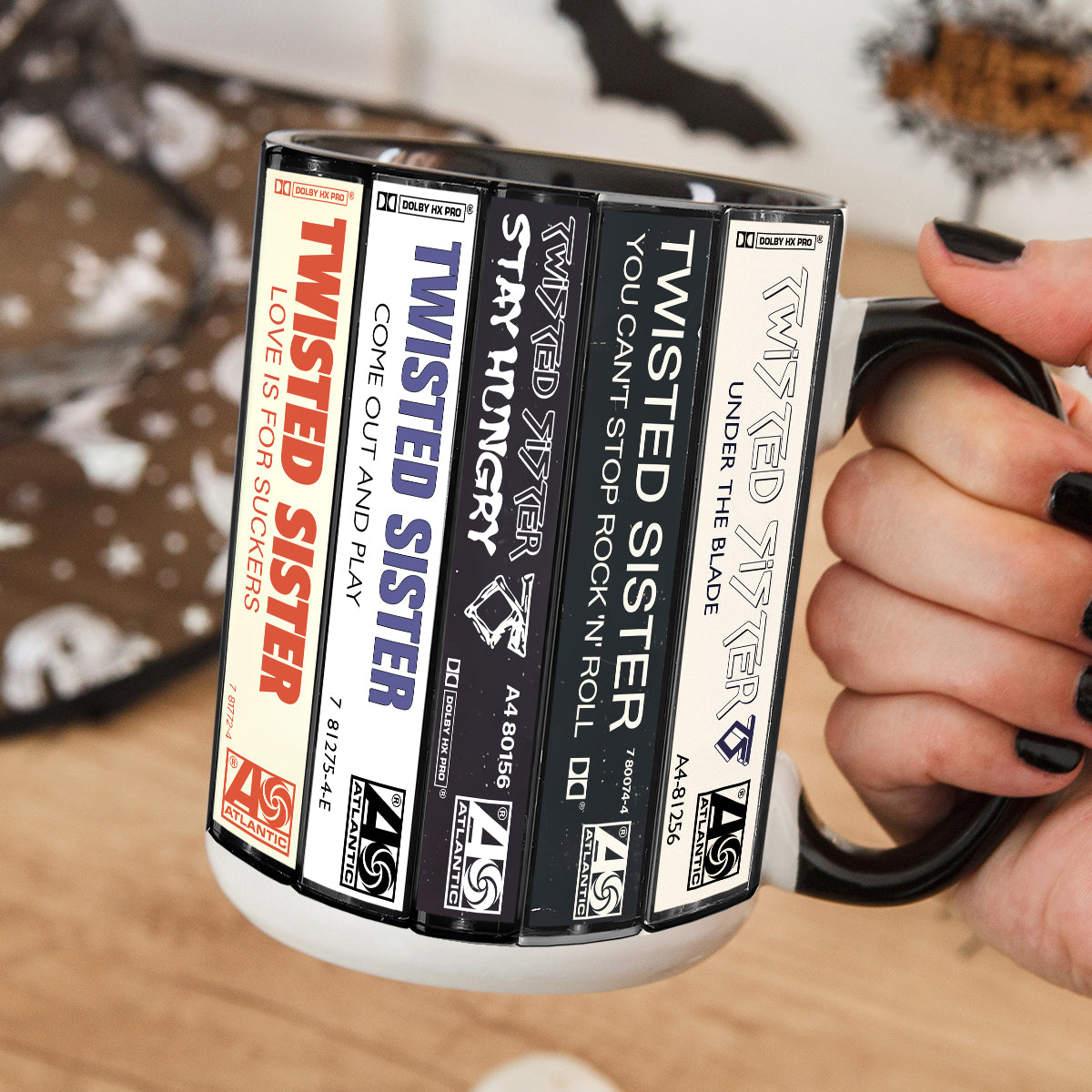 Twisted Sister Albums Cassette Collection Retro Accent Edge-to-Edge Printed Mug