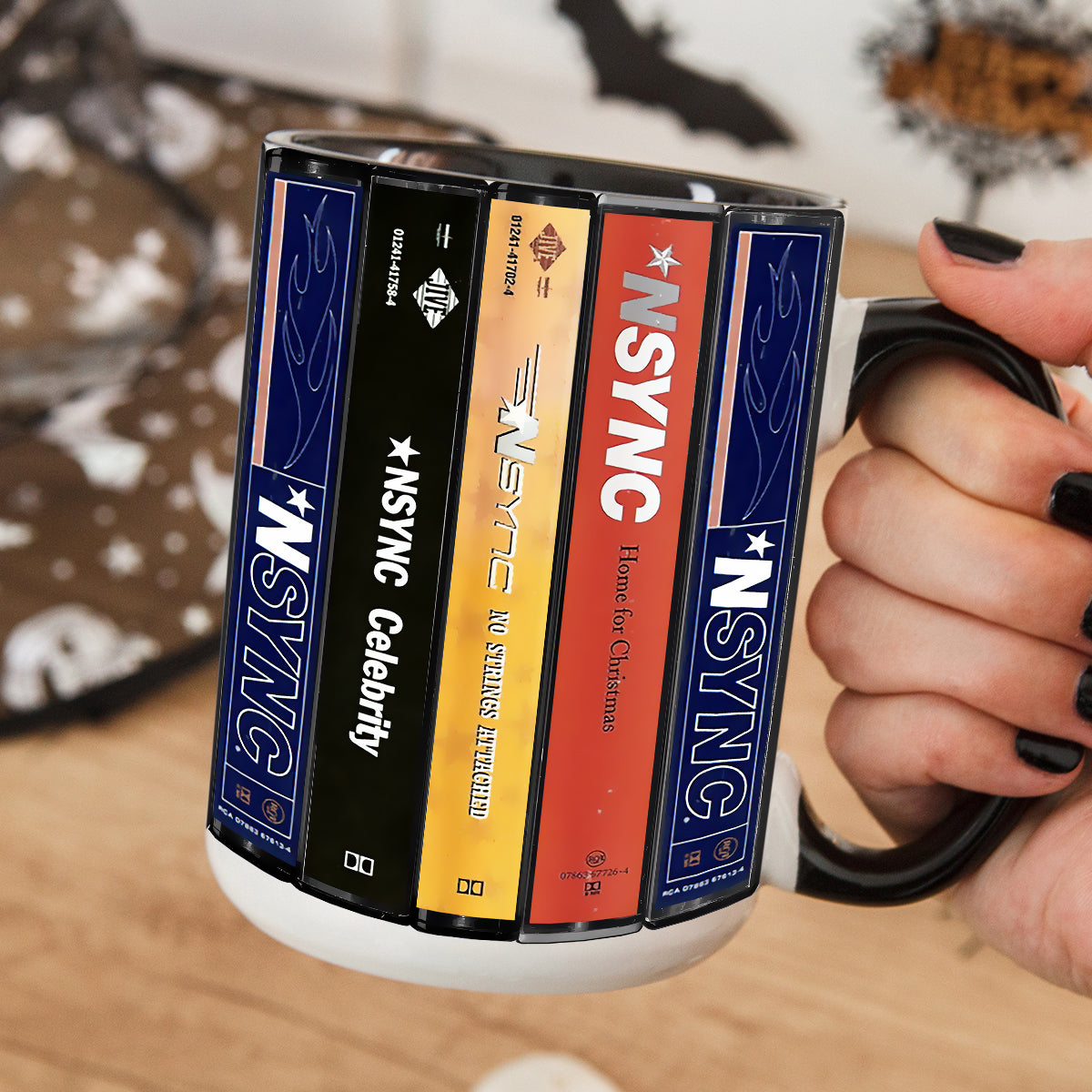 NSYNC Albums Cassette Collection Retro Accent Edge-to-Edge Printed Mug ...