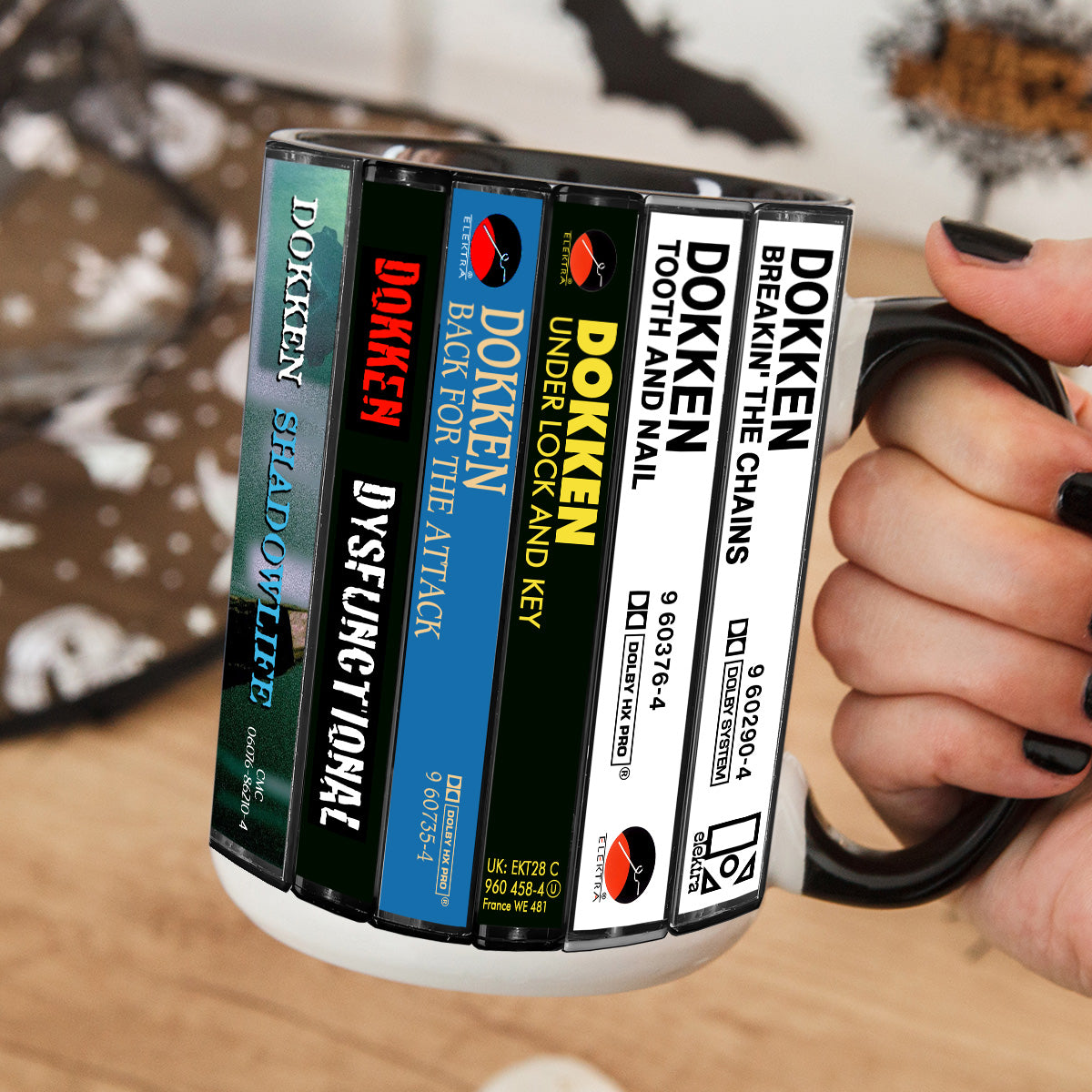 Dokken Albums Cassette Collection Retro Accent Mug