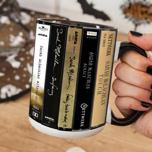 Sarah McLachlan Albums Cassette Collection Retro Accent Edge-to-Edge Printed Mug