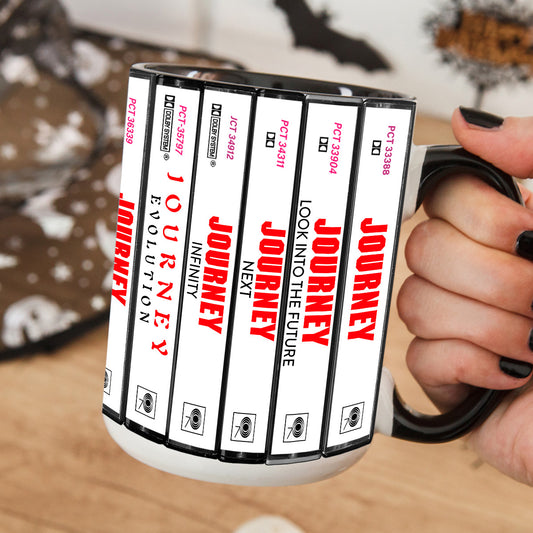 Journey Albums Cassette Collection Retro Accent Edge-to-Edge Printed Mug
