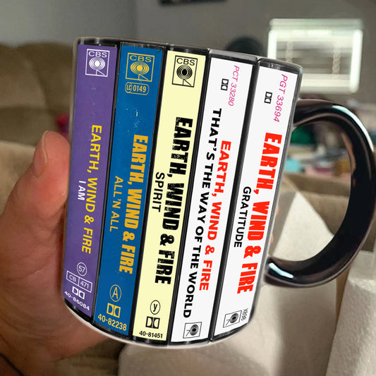 Earth, Wind and Fire Albums Cassette Collection Retro Accent Mug