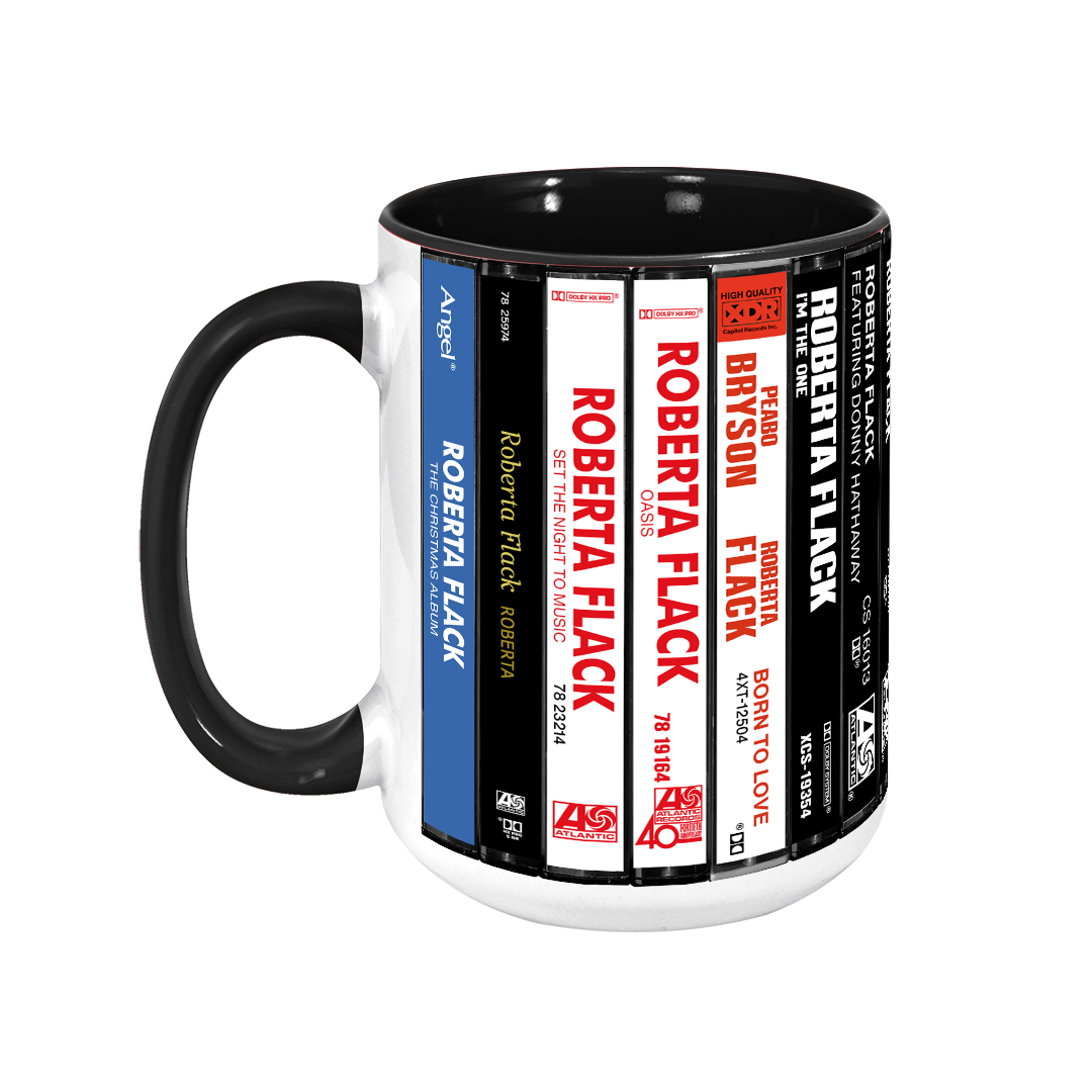 Roberta Flack Albums Cassette Collection Retro Accent Edge-to-Edge Printed Mug