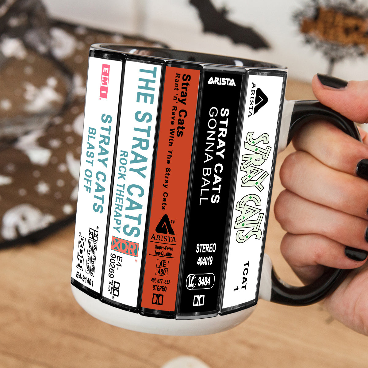 Stray Cats Albums Cassette Collection Retro Accent Mug