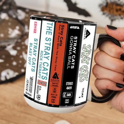 Stray Cats Albums Cassette Collection Retro Accent Mug
