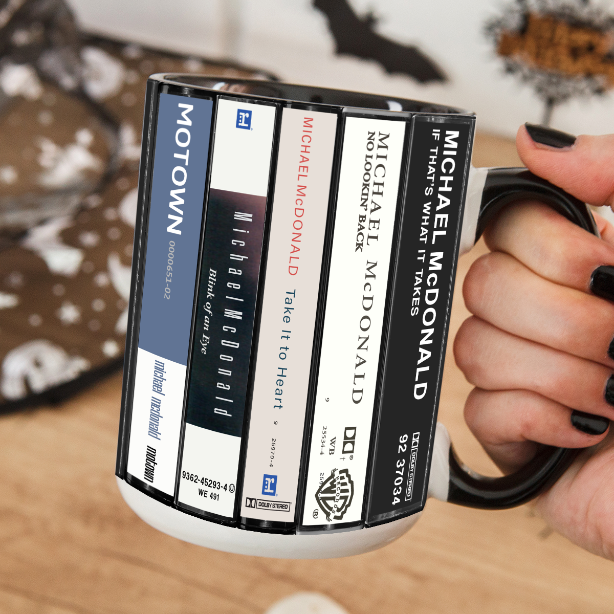 Michael McDonald Albums Cassette Collection Retro Accent Edge-to-Edge Printed Mug