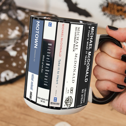Michael McDonald Albums Cassette Collection Retro Accent Edge-to-Edge Printed Mug