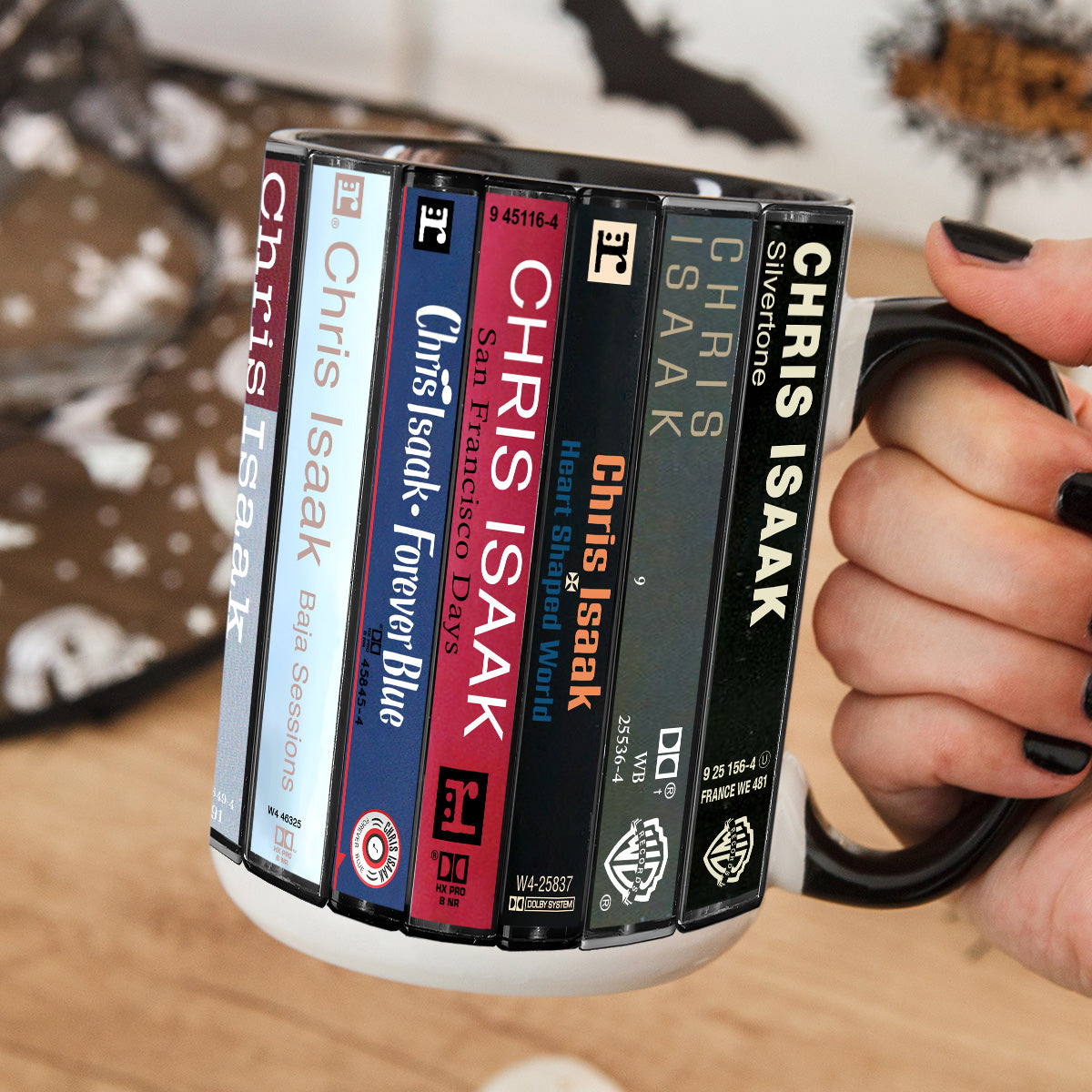 Chris Isaak Albums Cassette Collection Retro Accent Mug