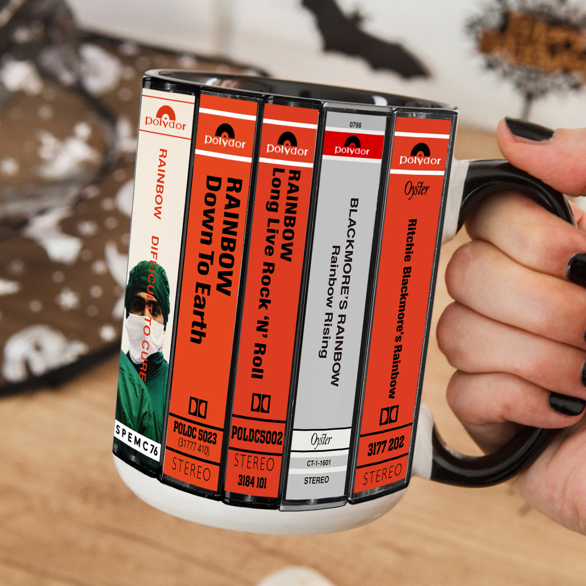 Ritchie Blackmore's Rainbow Albums Cassette Collection Retro Accent Mug