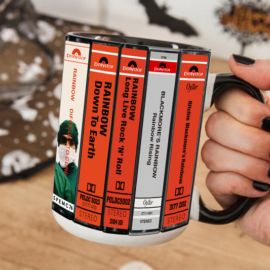 Ritchie Blackmore's Rainbow Albums Cassette Collection Retro Accent Mug