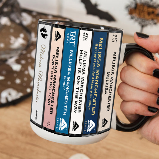 Melissa Manchester Albums Cassette Collection Retro Accent Edge-to-Edge Printed Mug