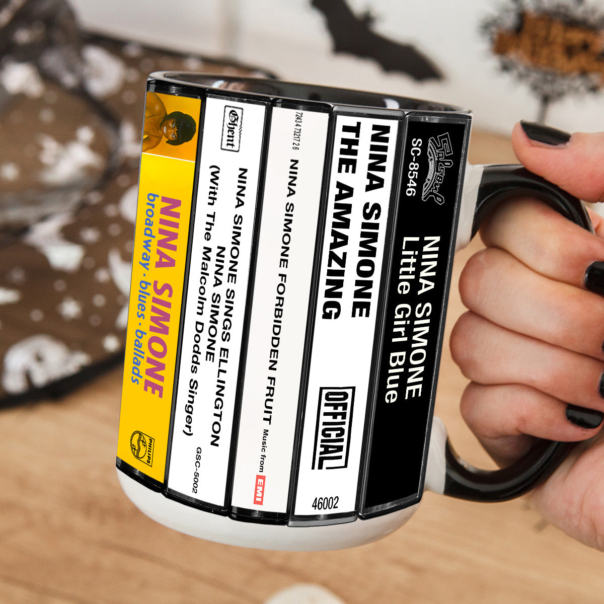 Nina Simone Albums Cassette Collection Retro Accent Mug