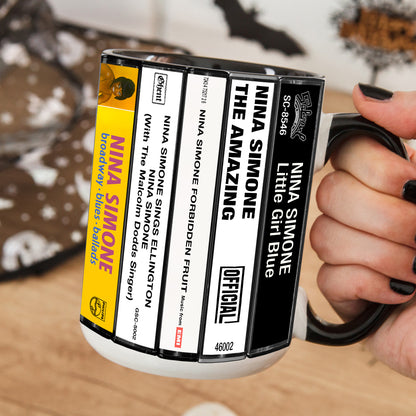 Nina Simone Albums Cassette Collection Retro Accent Mug