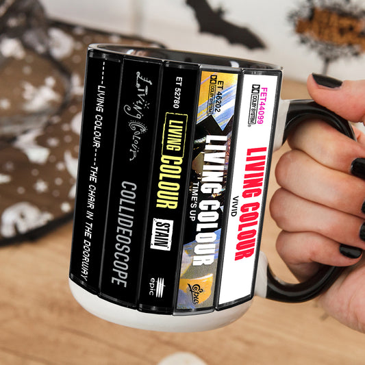 Living Colour Albums Cassette Collection Retro Accent Edge-to-Edge Printed Mug