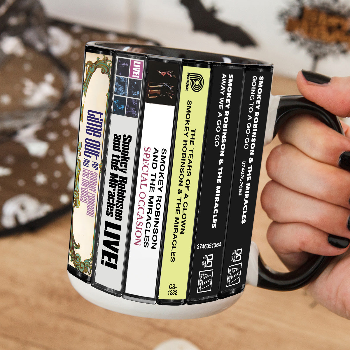 Smokey Robinson & The Miracles Albums Cassette Collection Retro Accent Mug