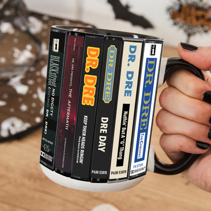 Dr. Dre Albums Cassette Collection Retro Accent Edge-to-Edge Printed Mug