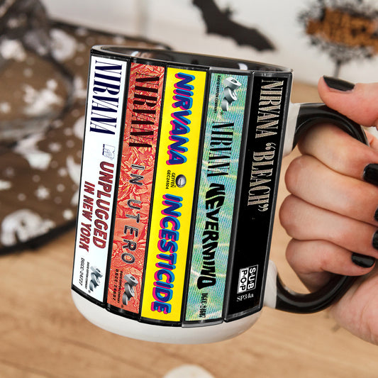 Nirvana Albums Cassette Collection Retro Accent Edge-to-Edge Printed Mug