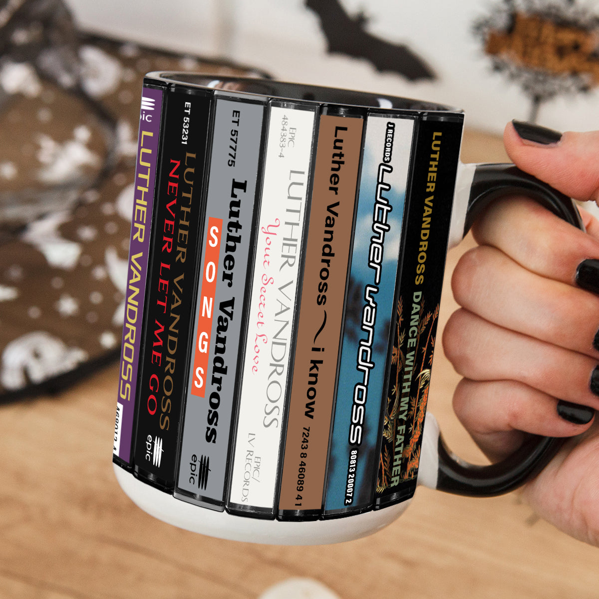 Luther Vandross Albums Cassette Collection Retro Accent Mug