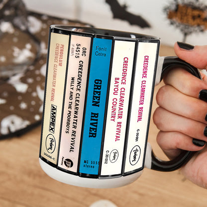 Creedence Clearwater Revival Albums Cassette Collection Retro Accent Edge-to-Edge Printed Mug