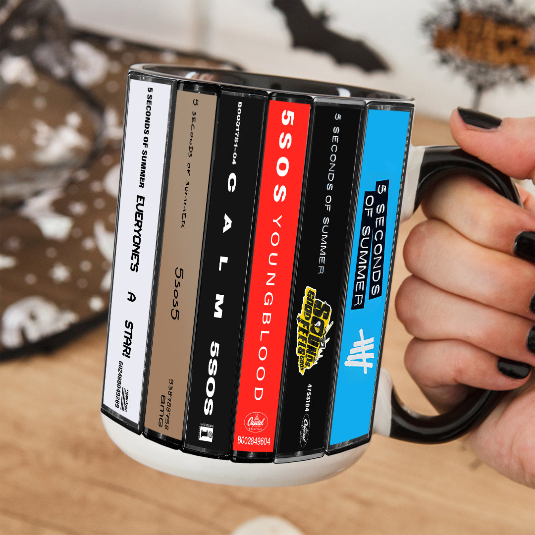 5 Seconds of Summer Albums Cassette Collection Retro Accent Mug