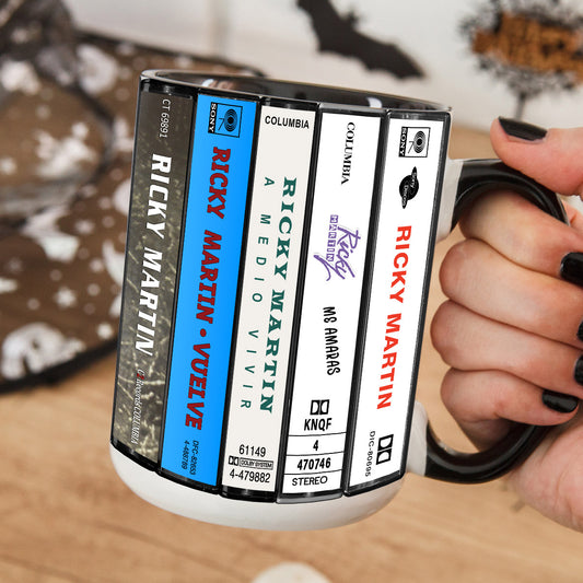 Ricky Martin Albums Cassette Collection Retro Accent Edge-to-Edge Printed Mug