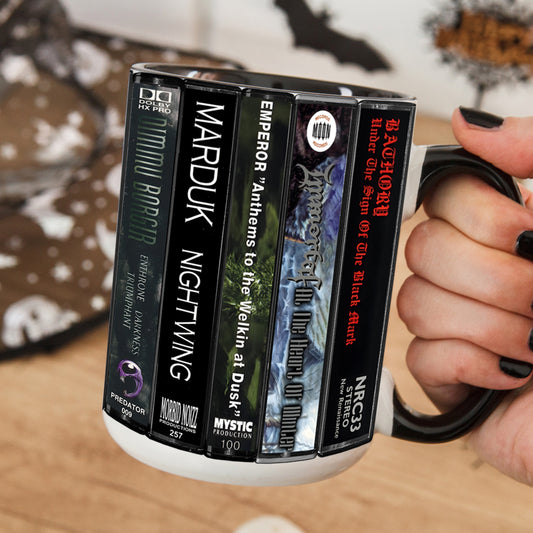 Black Metal Band Albums Cassette Collection Retro Accent Mug