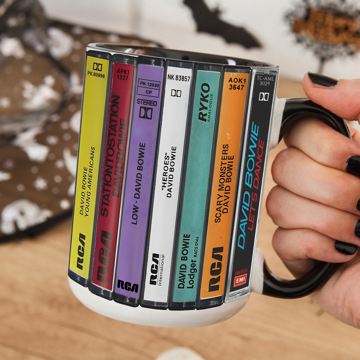 David Bowie Albums Cassette Collection Retro Accent Mug