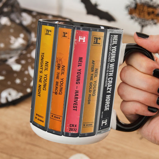 Neil Young Albums Cassette Retro Collection Accent Mug